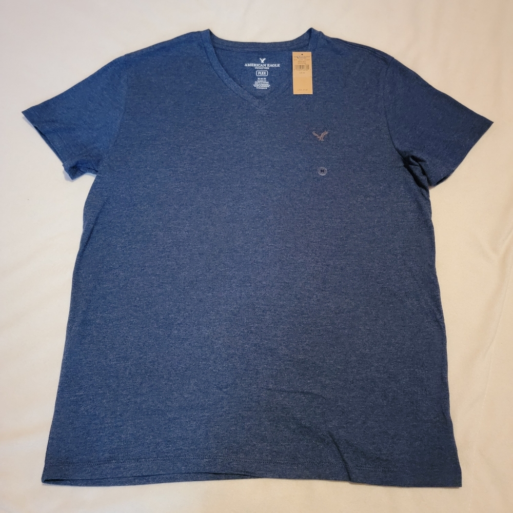 American Eagle Simple V-Neck Tee [M] Blue